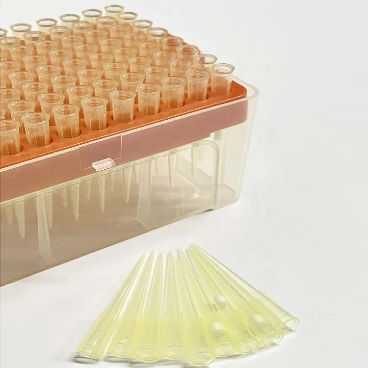 200ul Plastic Polypropylene Pipette Tip Filter Element Yellow White Blue Color Tips