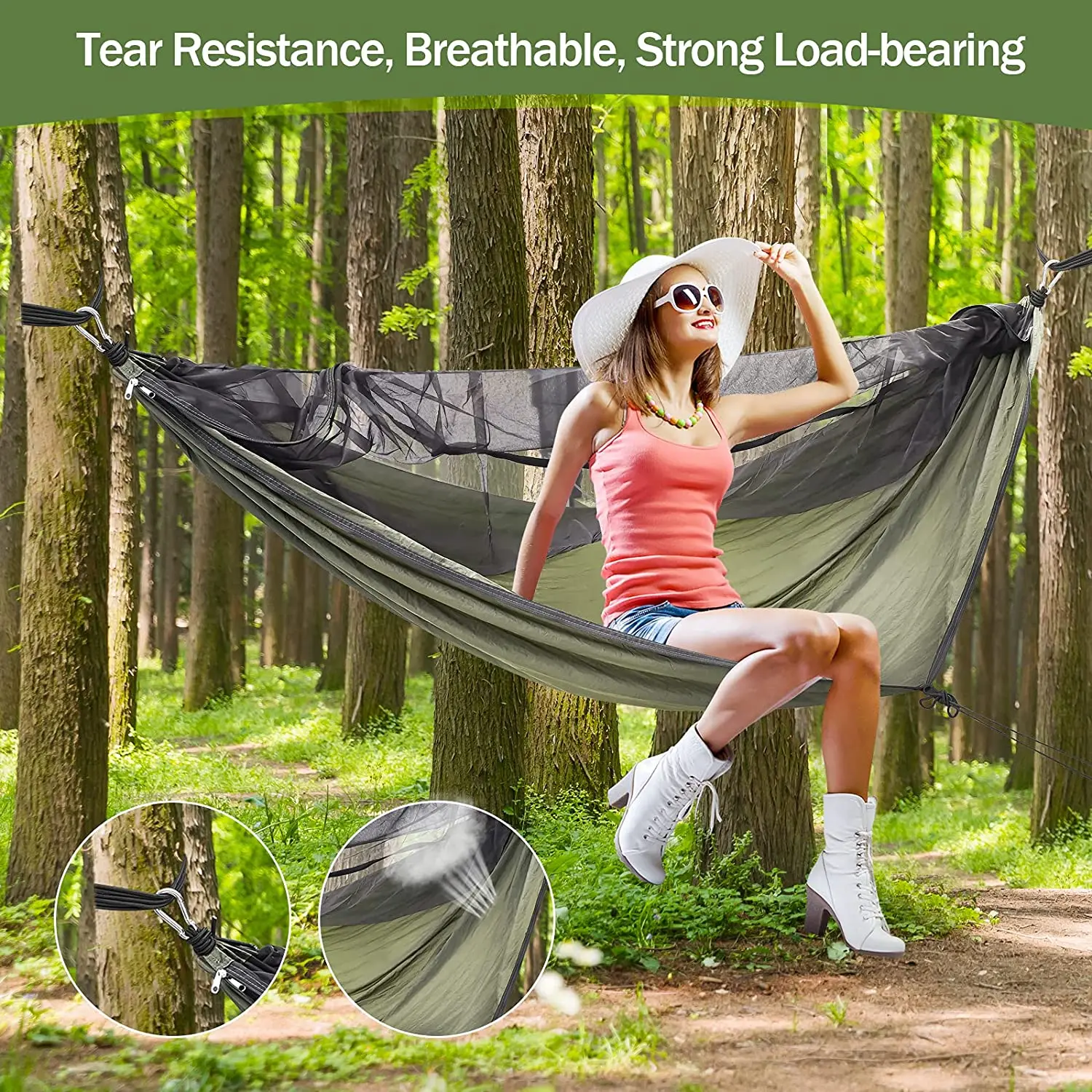 Camping Hammock with Rainfly - Waterproof & Mosquito Net