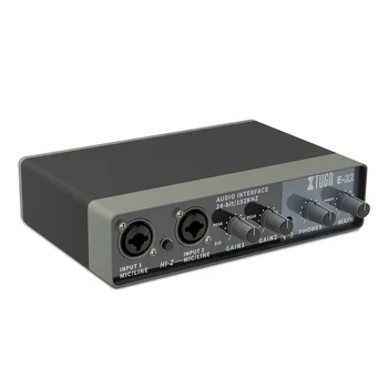Interface Audio USB XTUGA Avec Alimentation Fantôme 48V - 2i2 Enregistrement Podcasting - Latence Ultra Faible
