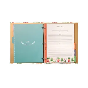 8.5x11 Recipe Journal Book 3-Ring Binder with Clear Protective Sleeves Full-Page Color Printing Fabric and PP Cover Material