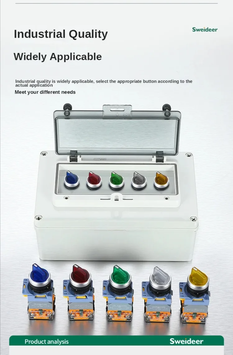 SWEIDEER 22MM Latching Momentary 2 3 Position 10A LA38 Selector Knob ...