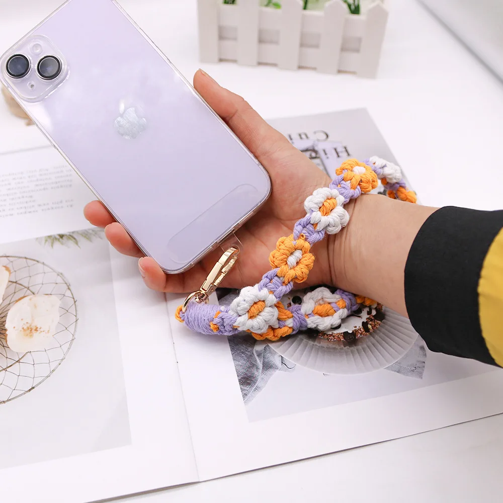 Boho Macramé Handy-Handgelenkschlaufe – Anti-Verlust-Kette Mit Haken, Für Alle Smartphones