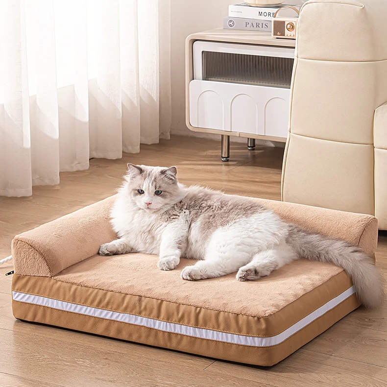 OKKPETS Heating and Cooling Dog Beds with Air Conditioner System Washable Pet Beds with Waterproof Lining