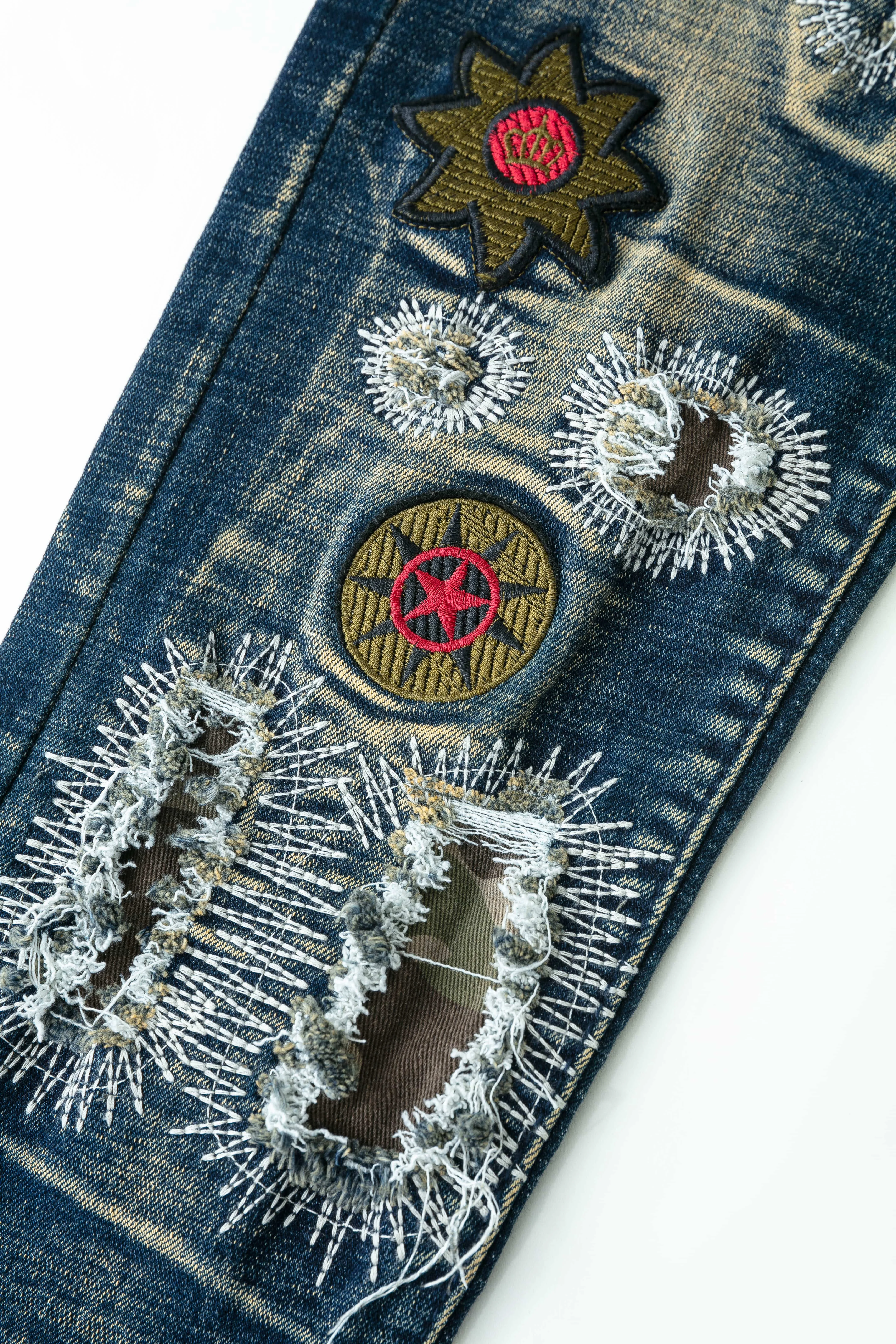 Clothing Manufacturers Washed Embroidery Vintage Hole Custom Skinny Pants Straight Jeans Man Slim Men's Jeans Men