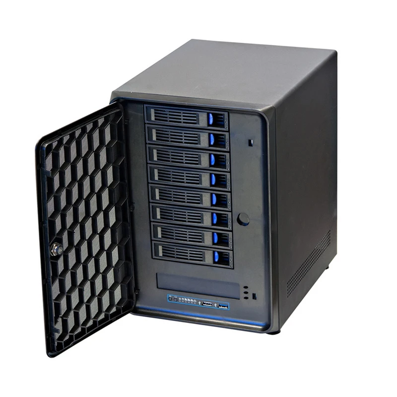 NAS Storage Server case Portable Mini Itx 8 Bay Hot Swap Server Chassis for Cloud Storage