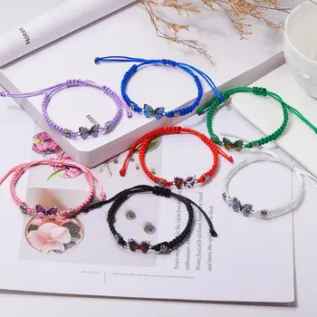 GT coppia amicizia lega coppia gioielli braccialetti regolabili intrecciati a mano farfalla bracciali per regalo di san valentino