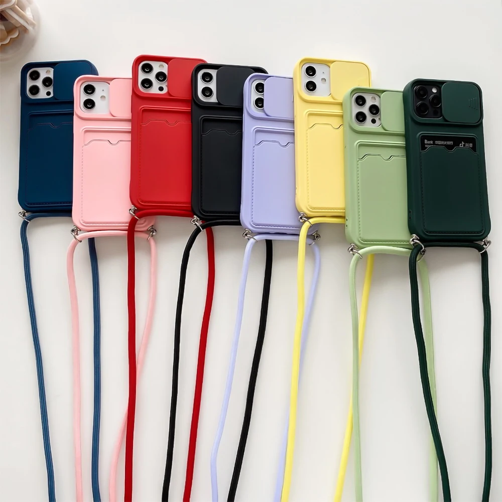 Necklace wallet Card Slot Soft cell Phone Case For iPhone 14 PRO max