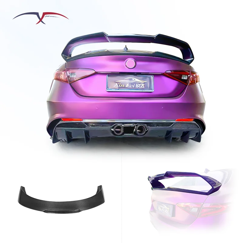 Upgraded Carbon Fiber Rear Bumper And Rear Spoiler For Alfa Romeo Giulia Trunk Spoiler Wing Body