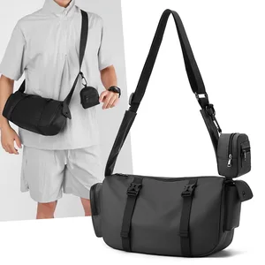 2026 Cross-border Fashion PU Material Waterproof Crossbody Bag Men's Large Capacity Storage Outdoor Sports Fitness Bag High-end