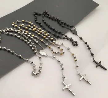 Religious Black Rosary Cheap Costume Jewelry Wholesale