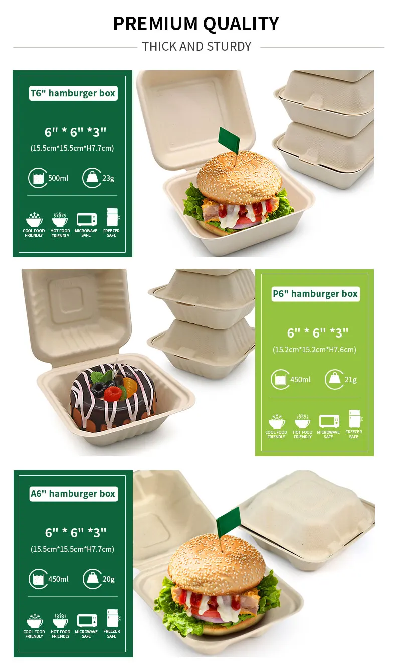 Burger Box Packaging For Picnic Eco Friendly Food Grade Disposable ...