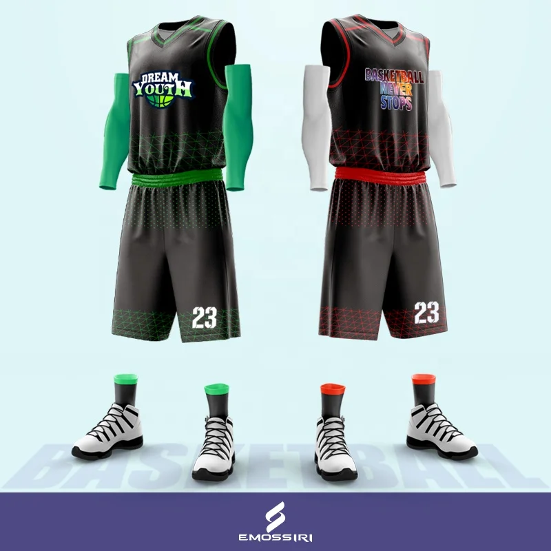 Polyester Custom Men Sublimation Reversible Basketball Uniform