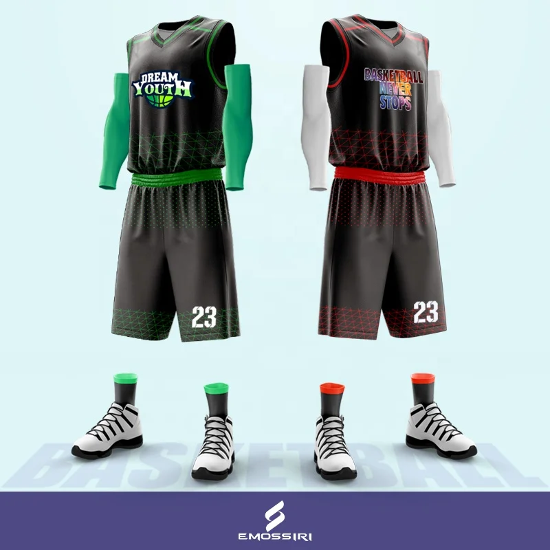 Basketball Jersey Men Sports Team Basketball Wear Quick Dry Breathable  100%Polyter Basketball Uniforms Set