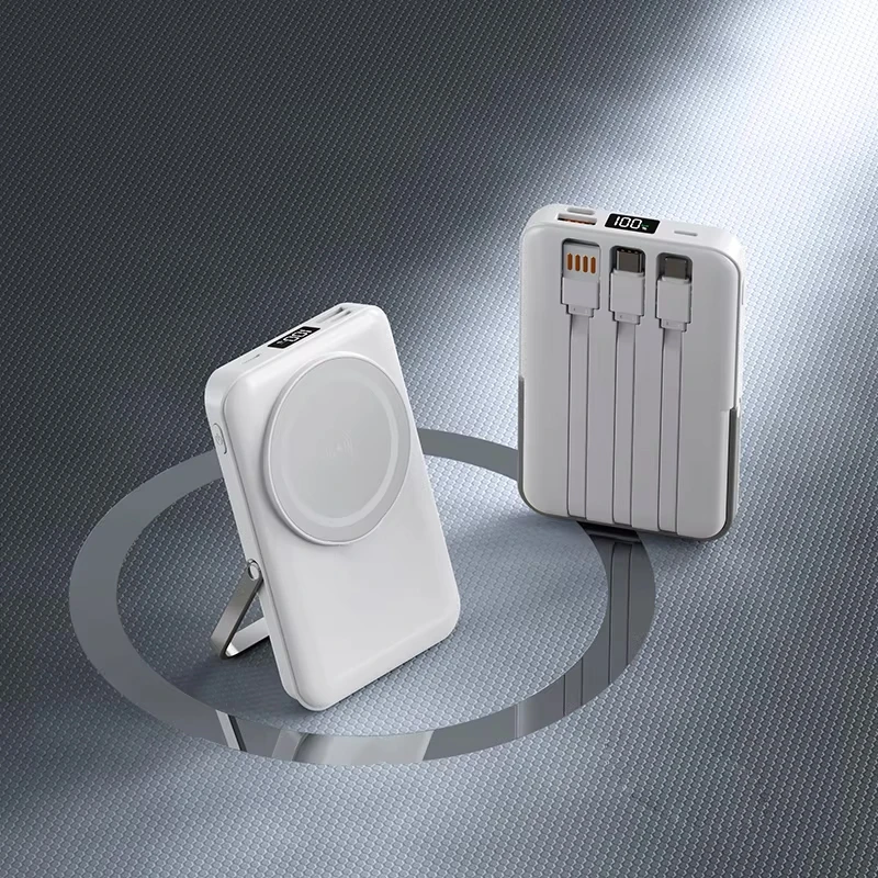 Popular Design 10000 Mah With Multiple Cables Magnetic Suck Power Bank