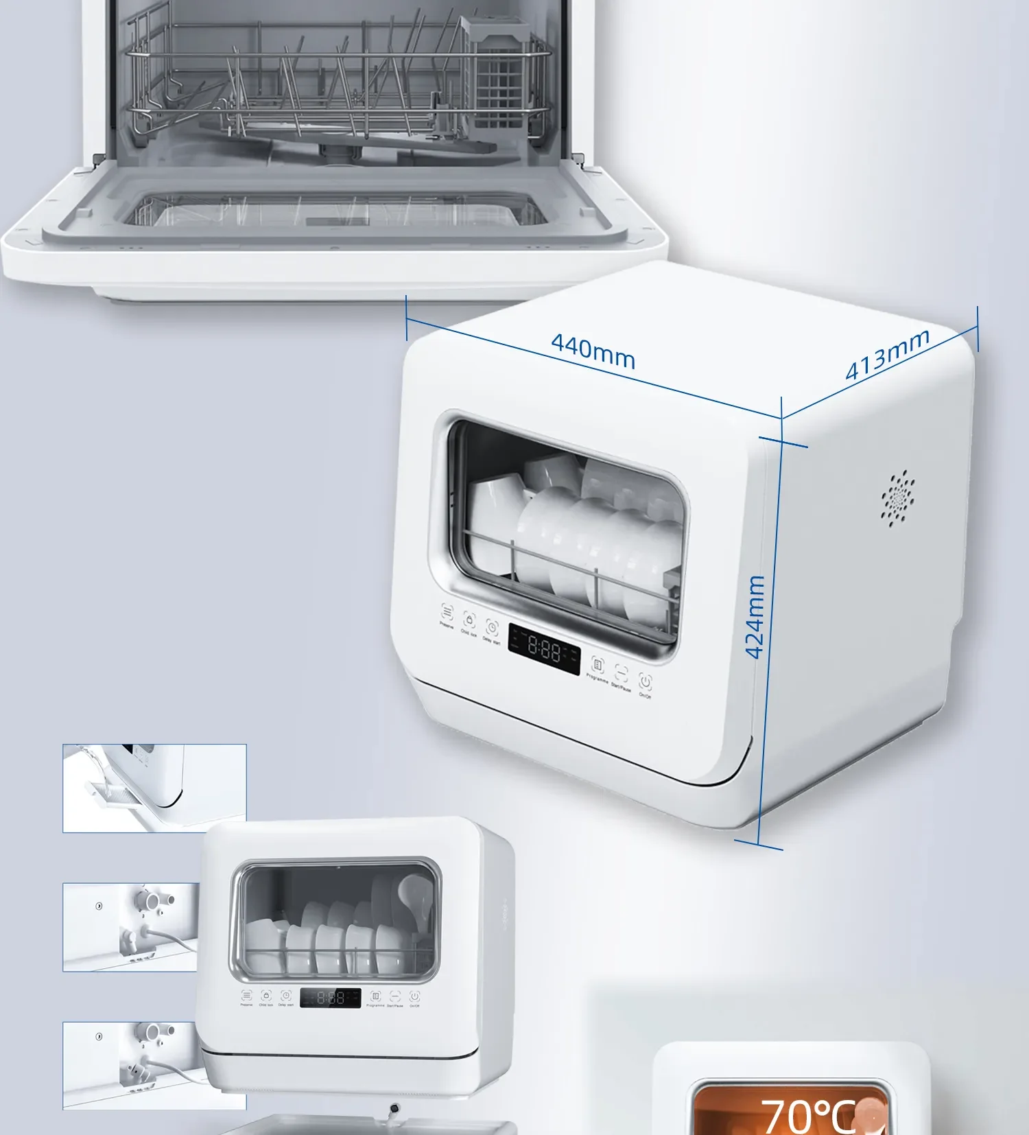 Mini Portable Table1200w Full Automatic Dishwasher Hotel Independent