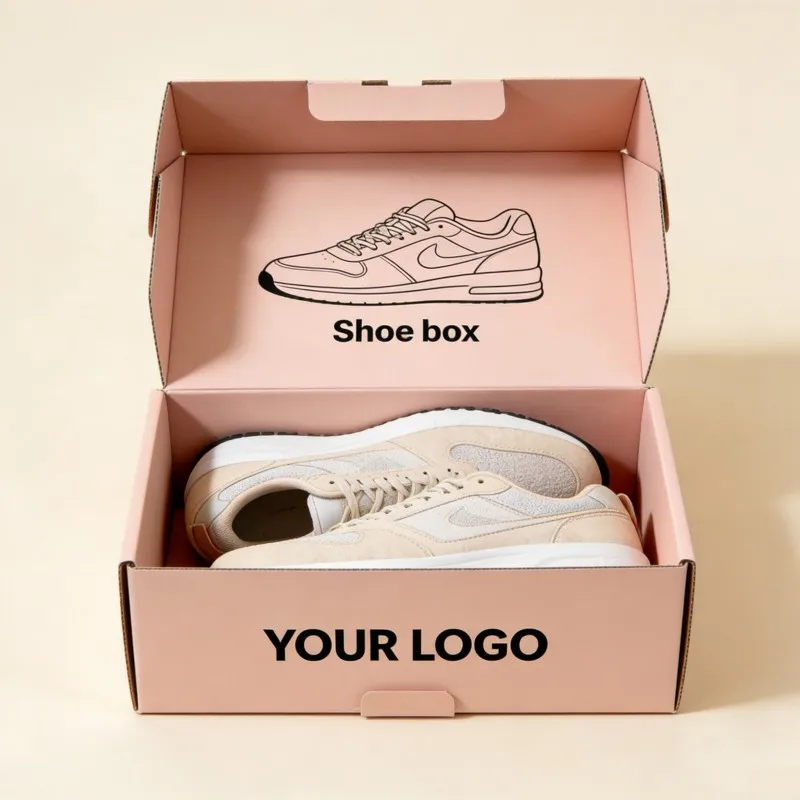 大豆インク使用の折りたたみ式段ボールシューズボックス、カスタム3層段ボール製フリップトップ式シューズボックス、再利用可能なシューズ・衣類用段ボールボックス