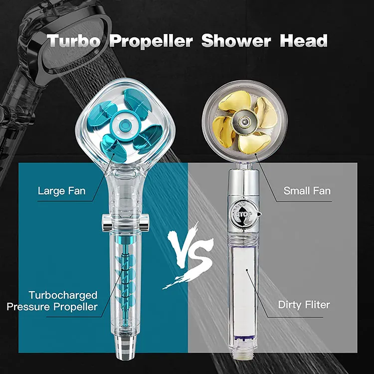 High Turbo Power Charge Pressure Propeller Handheld Bath Shower Faucets