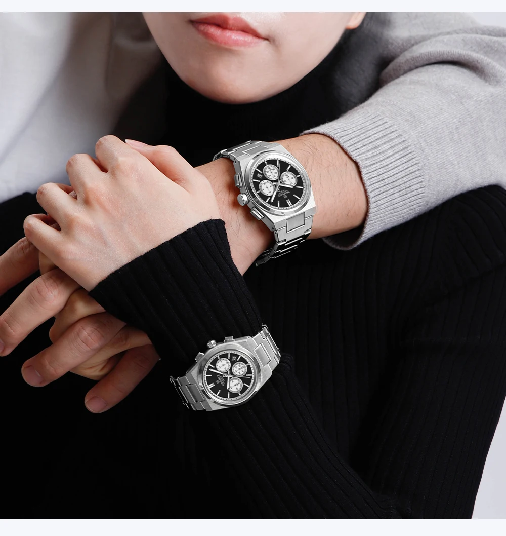 NAVIFORCE NF8048G/L Chronograph Stainless Steel Bracelet Couple 8048 Brand Women Watch Quartz Men Wristwatch Lover's Watches