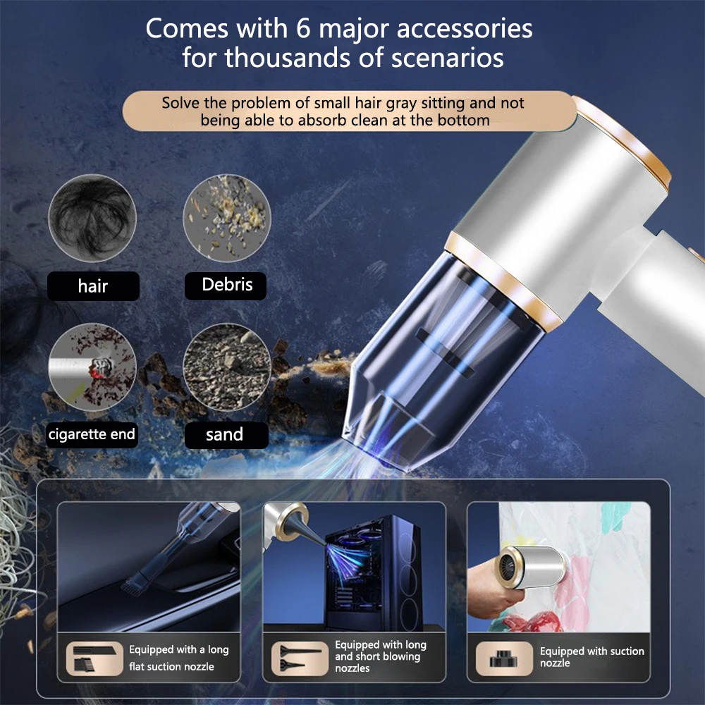 High Quality Rechargeable Mini Handheld Wireless Vacuum Cleaner Cordless Portable ABS Electric Car Dust Busters - view 5