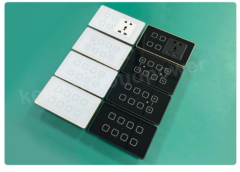 Universal Socket and Switch 4 5 6 8gang Touch Wall Light Switch WiFi Dimmer Switch Tuya Smart Fan Controller