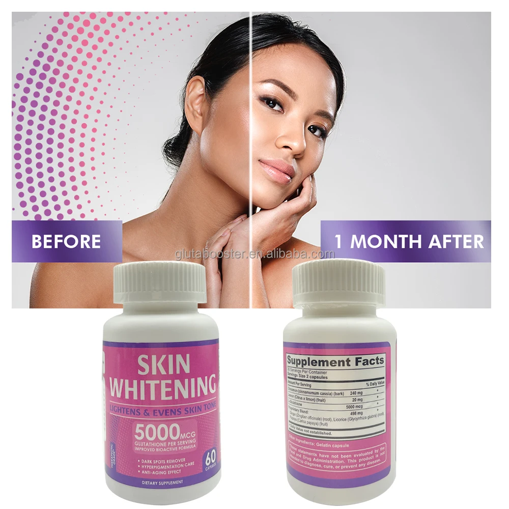 Private Label Glutathione Skin Whitening Capsules for Body, Face, and Arms - Lightening Treatment with ISO Certification Private Label Glutathione Skin Whitening Capsules for Body, Face, and Arms - Lightening Treatment with ISO Certification