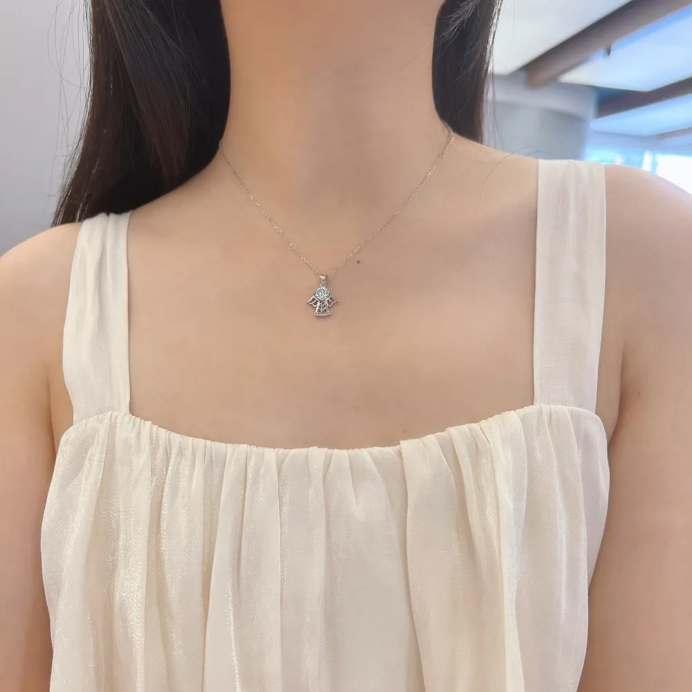 KAKODIY Customized Hypoallergenic Nickel-Free 925 Sterling Silver Children's Children's Jewelry 5A Cubic Zirconia Angel Pendant Necklace detail 4