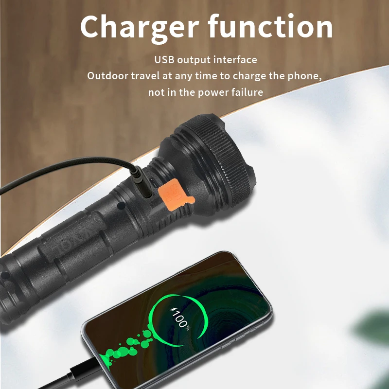 Strong LED Flashlight with COB Endless Super Bright USB Mobile Phone Charging Long Shot Outdoor Security Patrol Lighting Torch