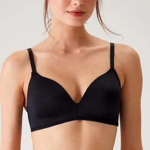 Customized logo Supportive Thin Breathable Thin Adjustable Sexy v Type Bra Deep v Push up Gel Bra Closure 2 Brassiere Woman Bra