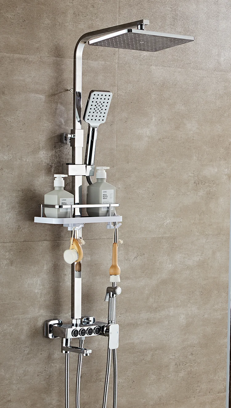 Modern Shower Set Wall Mounted Stainless Steel Tap Bathroom Taps Brass Kits Rain Rainfall