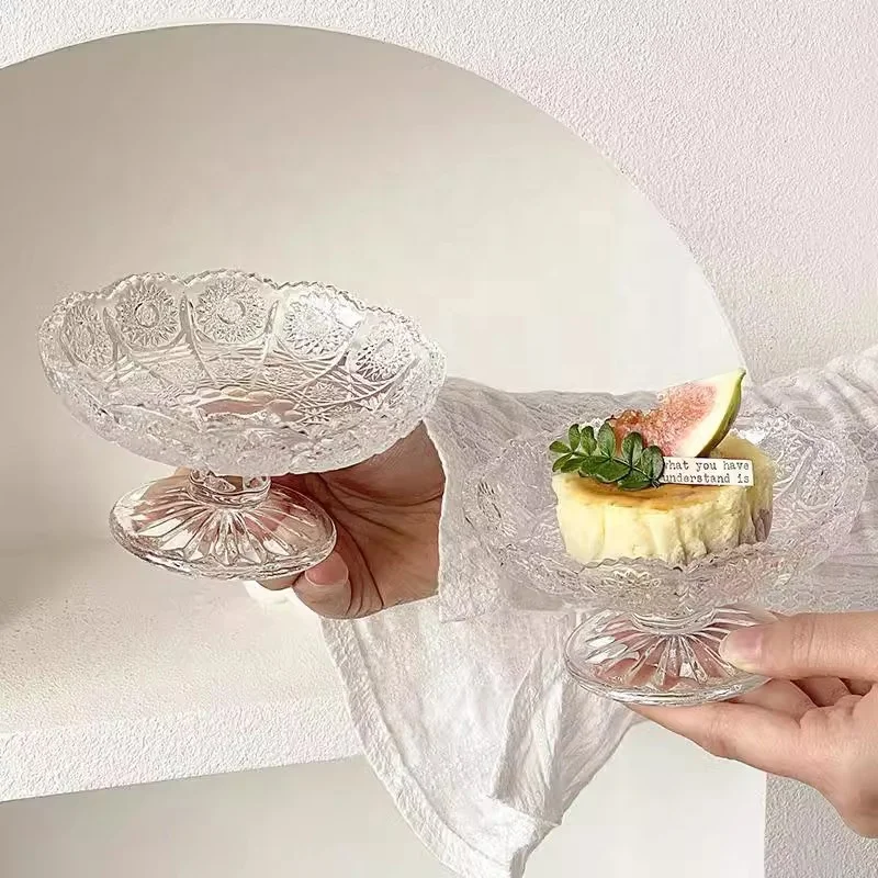 デザートカップ,クリスタルカラーハイフットフルーツプレートひまわり