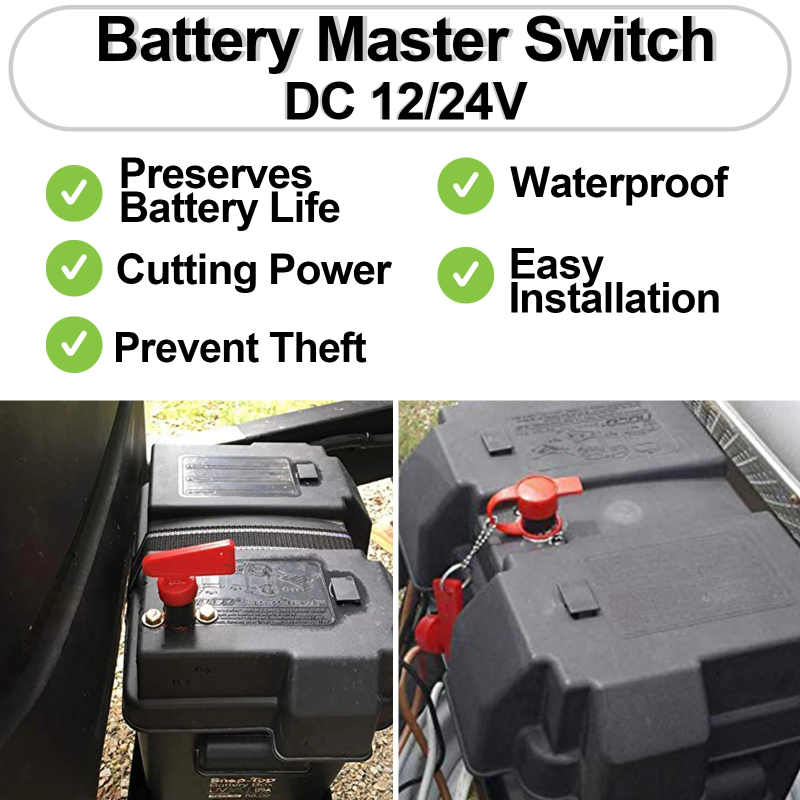 autobatterie-umschalter 12v 24v batterie-leistungs schalter schnitt master- schalter wasserdicht kfz-batterie-trenn schalter