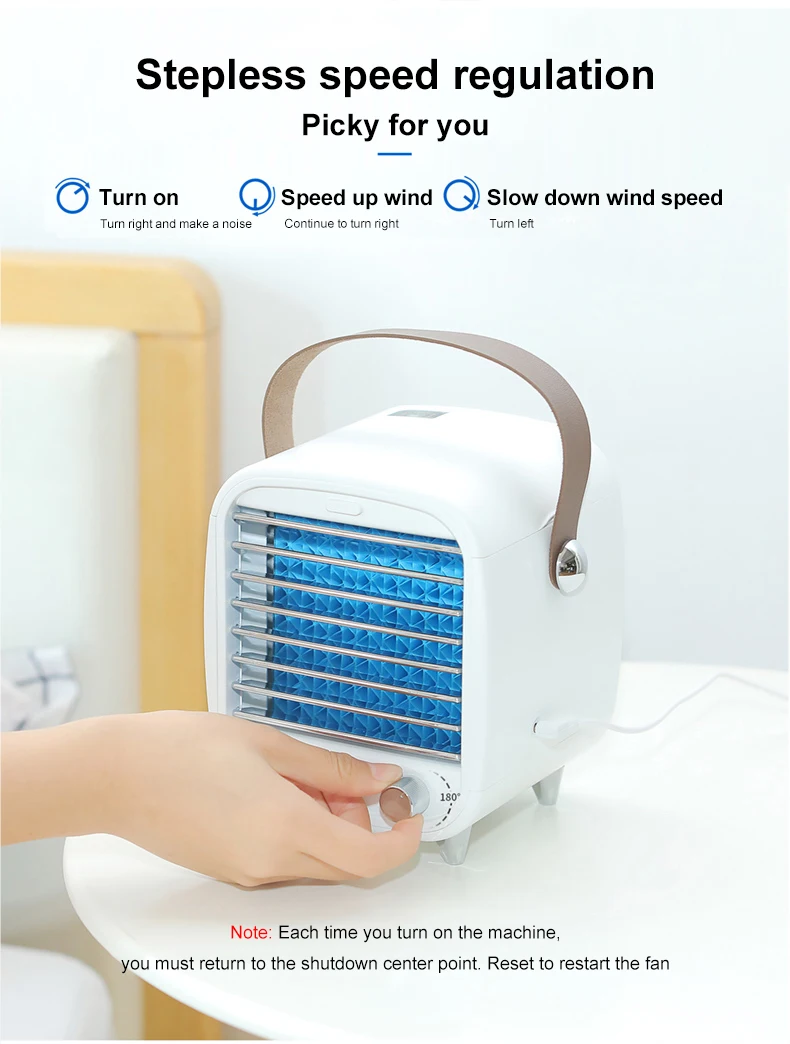 Air Cooler Fan Factory Portable Desktop Cooling Fan Square White  Air Conditioner EU US UK Standard Plug