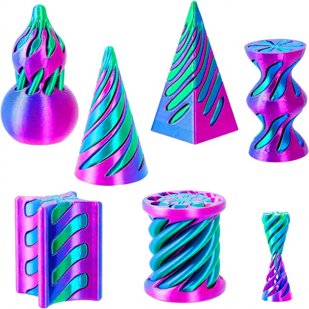 3D Printed 6 Pack Spiral Cone Fidget Toys
