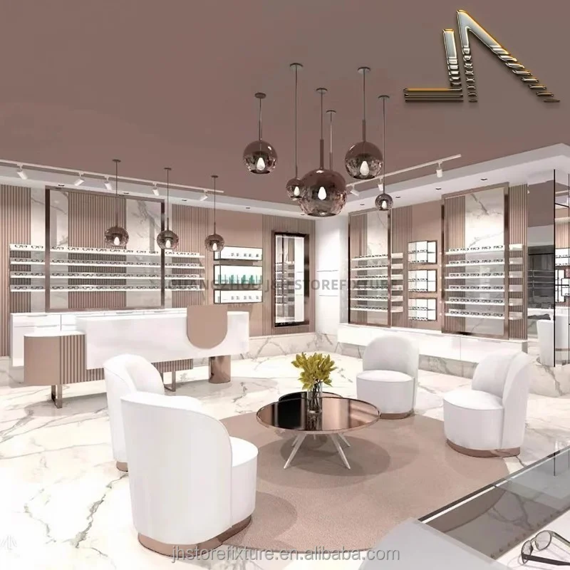 Custom Sun Glasses Display Cabinet with Led Light Glasses Counter Display Floor Stand for Store 3D Interior Design