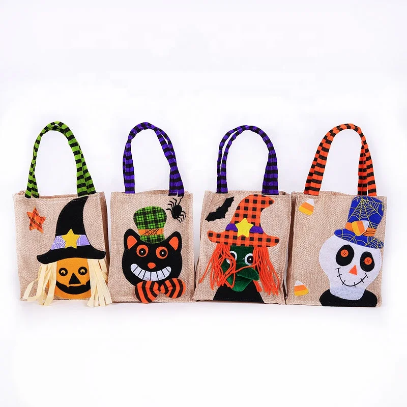 
Halloween Party Small Burlap Bag Reusable Trick or Treat Candy Sack Bags Halloween Bags 