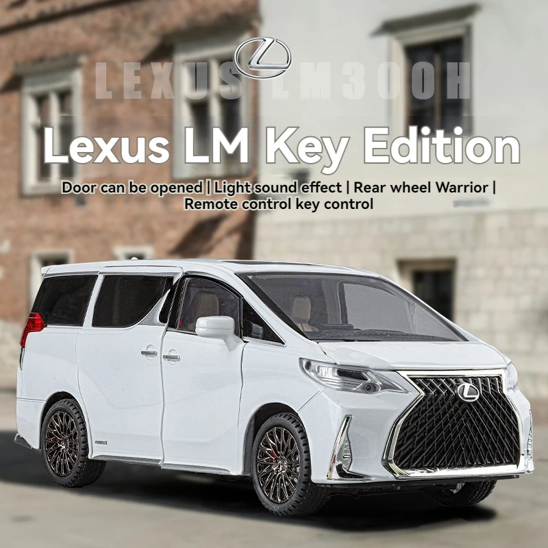 Diecast Model Car 1:24 Lexus LM300 with Key with Sound and Light Pullback Metal Car Model Toys Ornament Decorate Supercar Model
