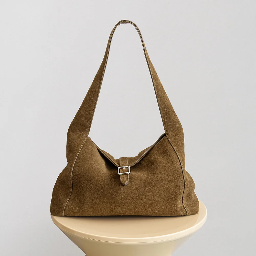 Frosted Cowhide Genuine Leather Women’s Shoulder/Underarm/Crossbody/Tote Bag Single Strap ZIP Closure Large Capacity Light