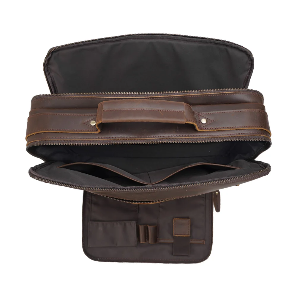 Factory Business Man Handbag Real Leather Single Shoulder Bag Modern Mens Leather Briefcase