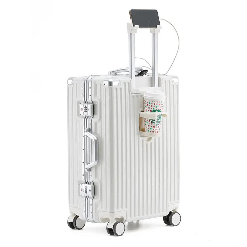 Multifunctional Suitcase Aluminum Frame Travel Case Spinner Wheel Usb ...