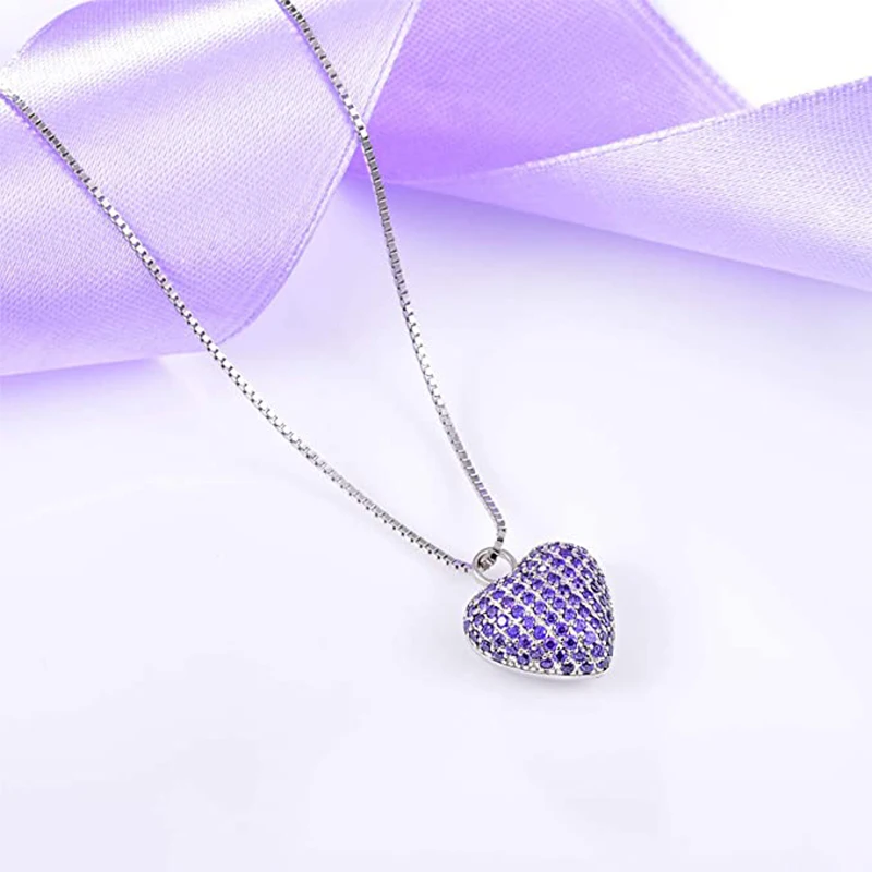 Fashion Cremation Necklace Heart Urn Pendant with CZ for Pet Dog Cat Human Ashes Keepsake Memorial Jewelry Gift for Women Men