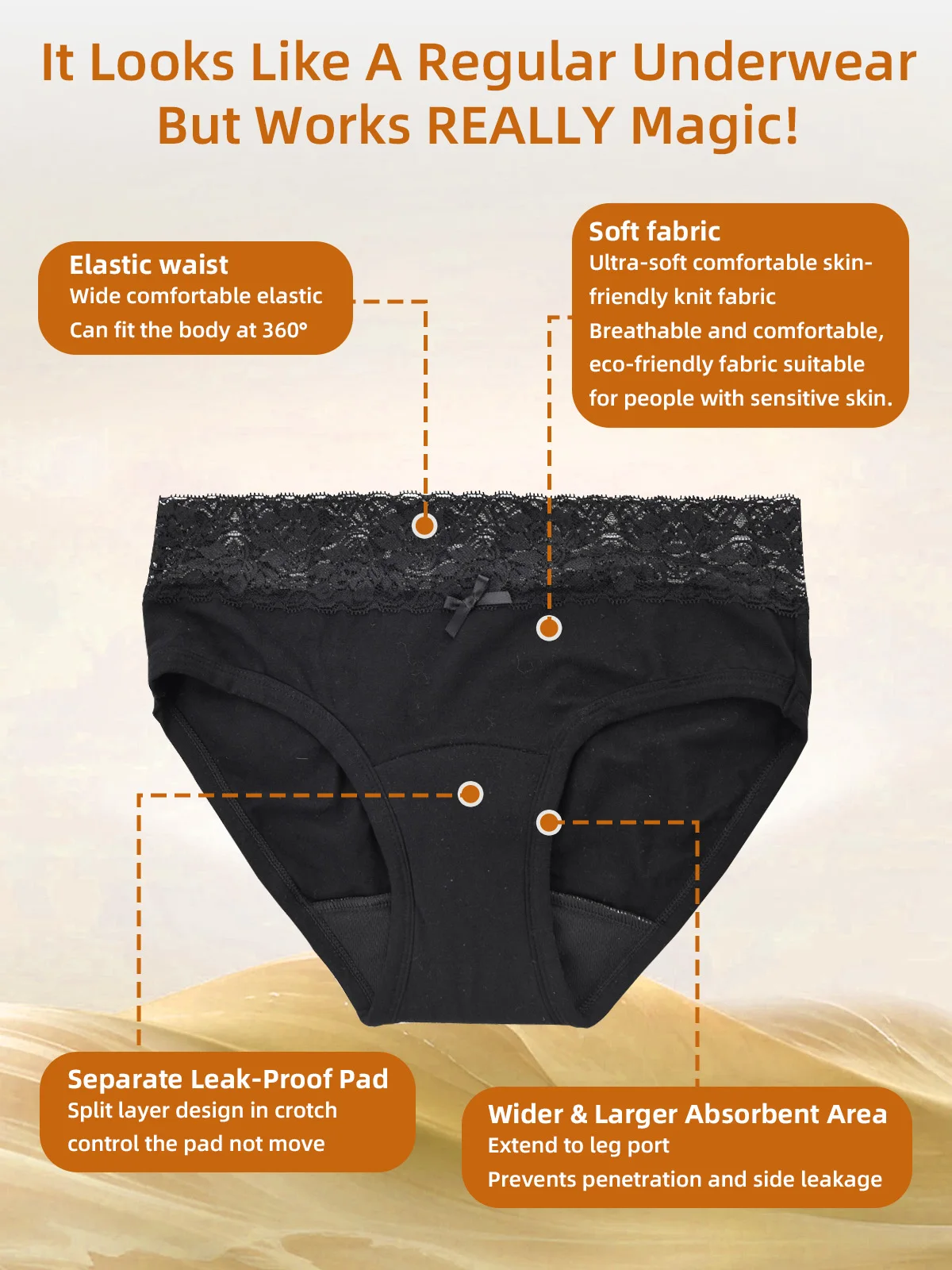 Women's Sexy High-Rise Incontinence Panties Ultra Leak-Proof Organic C - product detail 3
