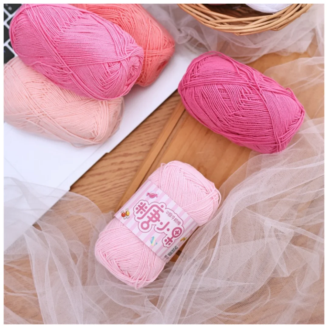 Hand Woven Crochet Yarn 50g Milk Cotton Wool Yarn Ply Knitting Yarn  Thread Combed Cotton Thread DIY Crochet Shirt Hat