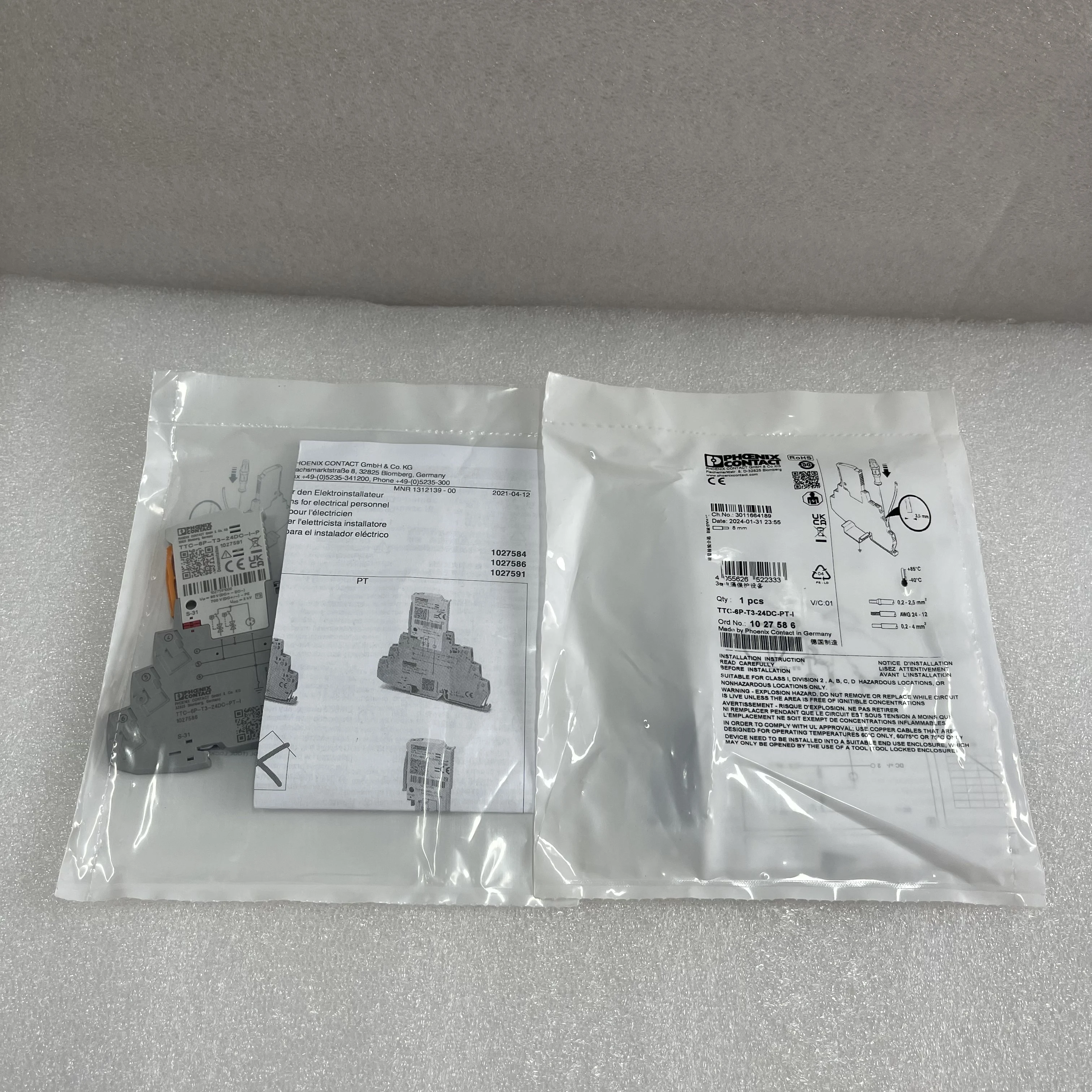 Phoenix Contact Terminal Block & Connector TTC-6P-1X2-M-24DC-PT-I - 2906750