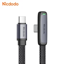Mcdodo 336 LED Aluminum Alloy Braid Type-C To Type-C 65W 60W Elbow PD Fast Charging Data Cable Usb C 1.2m 1.8m