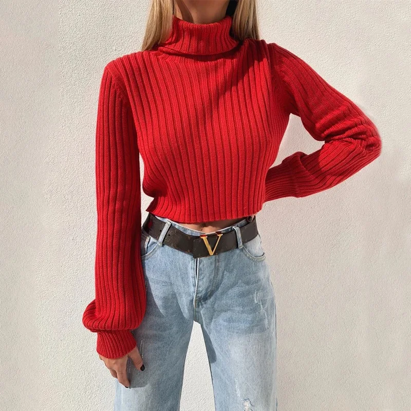 Tùy Chỉnh Thêu Logo Oem 2020 Rùa Cổ Dệt Kim Ngắn Crop Top Neylon Mùa Đông  Phụ Nữ Áo Len - Buy Áo Thun Màu Đỏ Cho Phụ Nữ,Phụ Nữ Mùa Đông