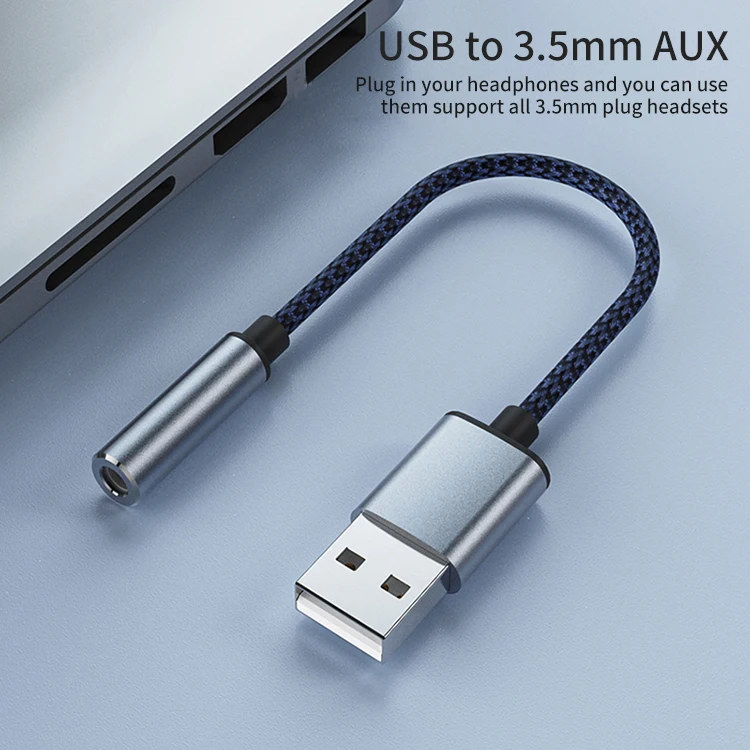 USB to Jack Audio Adapter, USB to Aux Cable with Mic-Supported USB to  Headphone AUX Adapter Sound Card for PC PS4 PS5