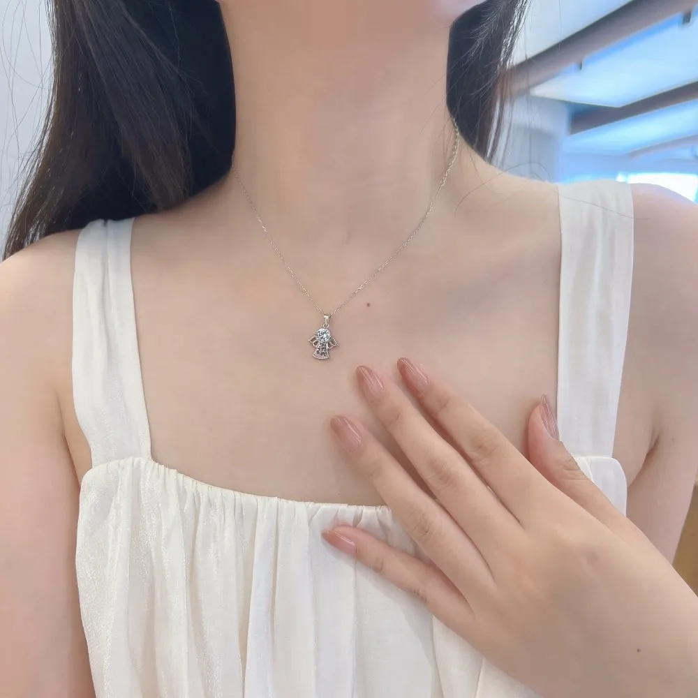 KAKODIY Customized Hypoallergenic Nickel-Free 925 Sterling Silver Children's Children's Jewelry 5A Cubic Zirconia Angel Pendant Necklace detail 2