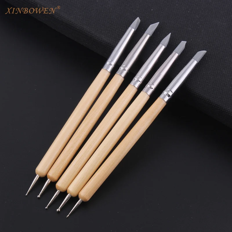 Xin Bowen Two Multifunctional Indentation Pen Pottery Clay Sculpture Repair Tool Nail Art Silicone Drill Pen