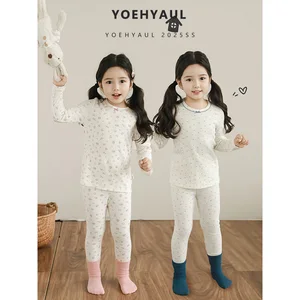 YOEHYAUL Q4194 Autumn Warm Pajamas for Children Floral Two Pieces Pajamas Kids Homewear Sleepwear for Kids Girl