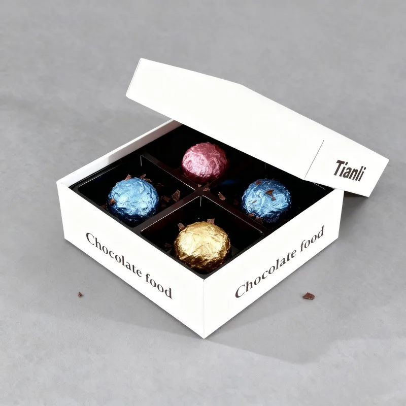Caixa de Embalagem para Chocolate de Alta Qualidade com Impressão Digital e Logotipo Personalizado, Caixa para Alimentos e Chocolate com Bandeja de Plástico